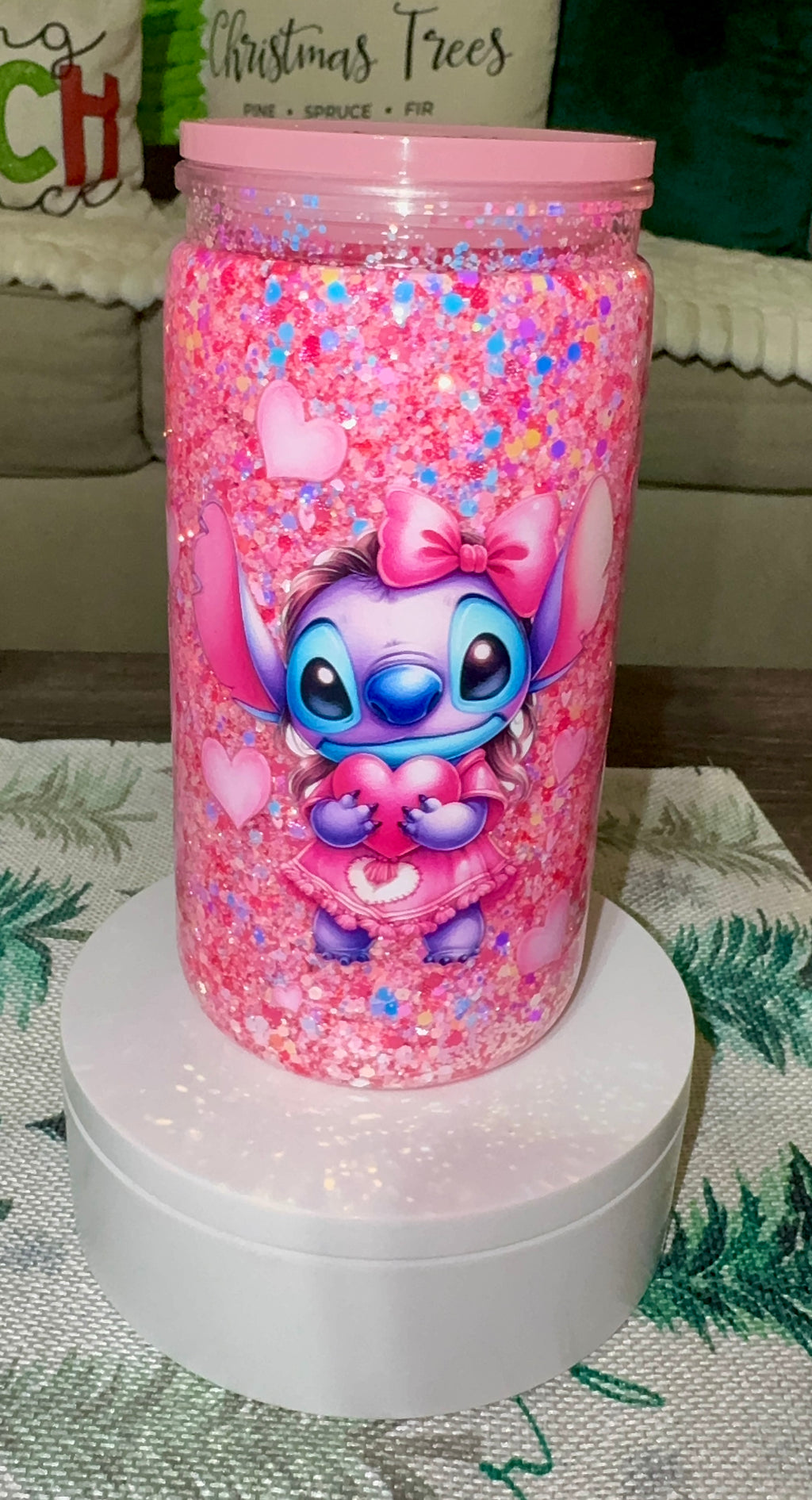 Pink Character Snowglobe cup