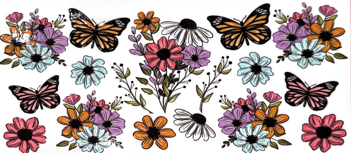 Floral Butterflies UVDTF Cup Wrap