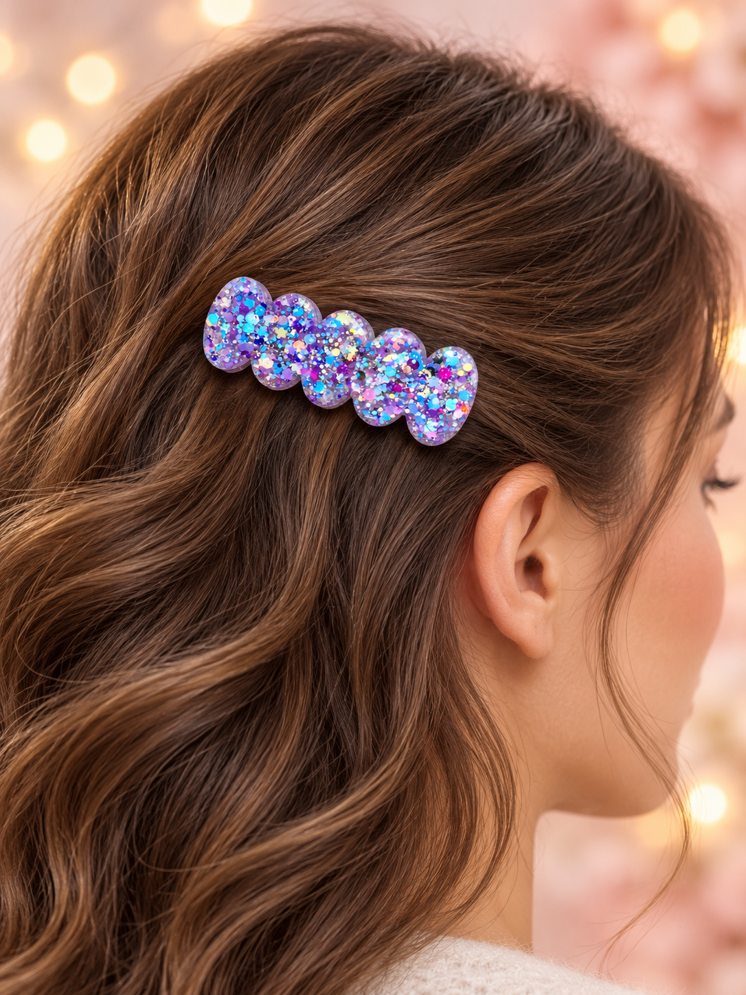 Purple Glitter Hair Clips