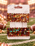 Football Glitter Hair Clips