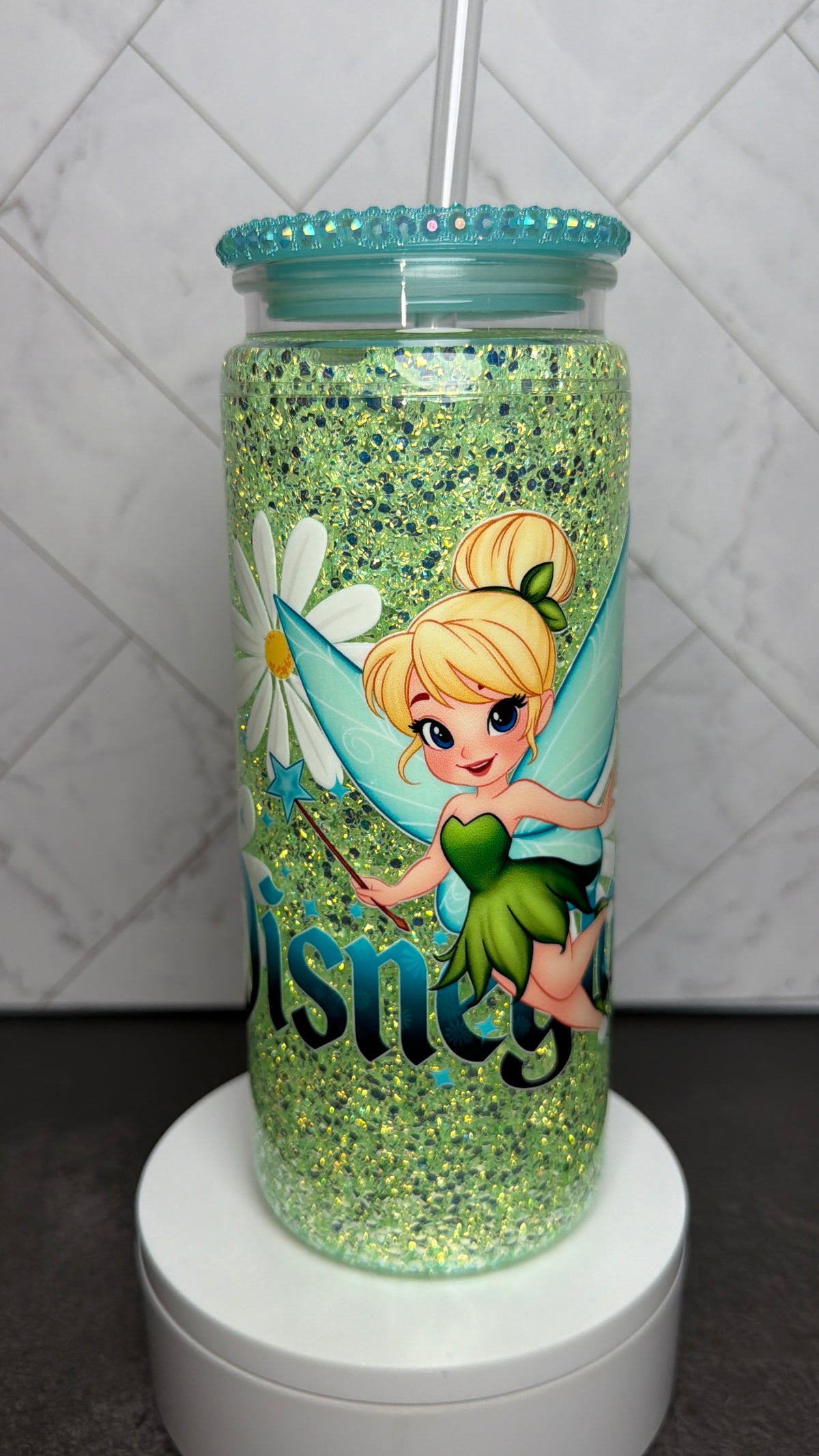 Green Fairy Inspired Snowglobe Tumbler