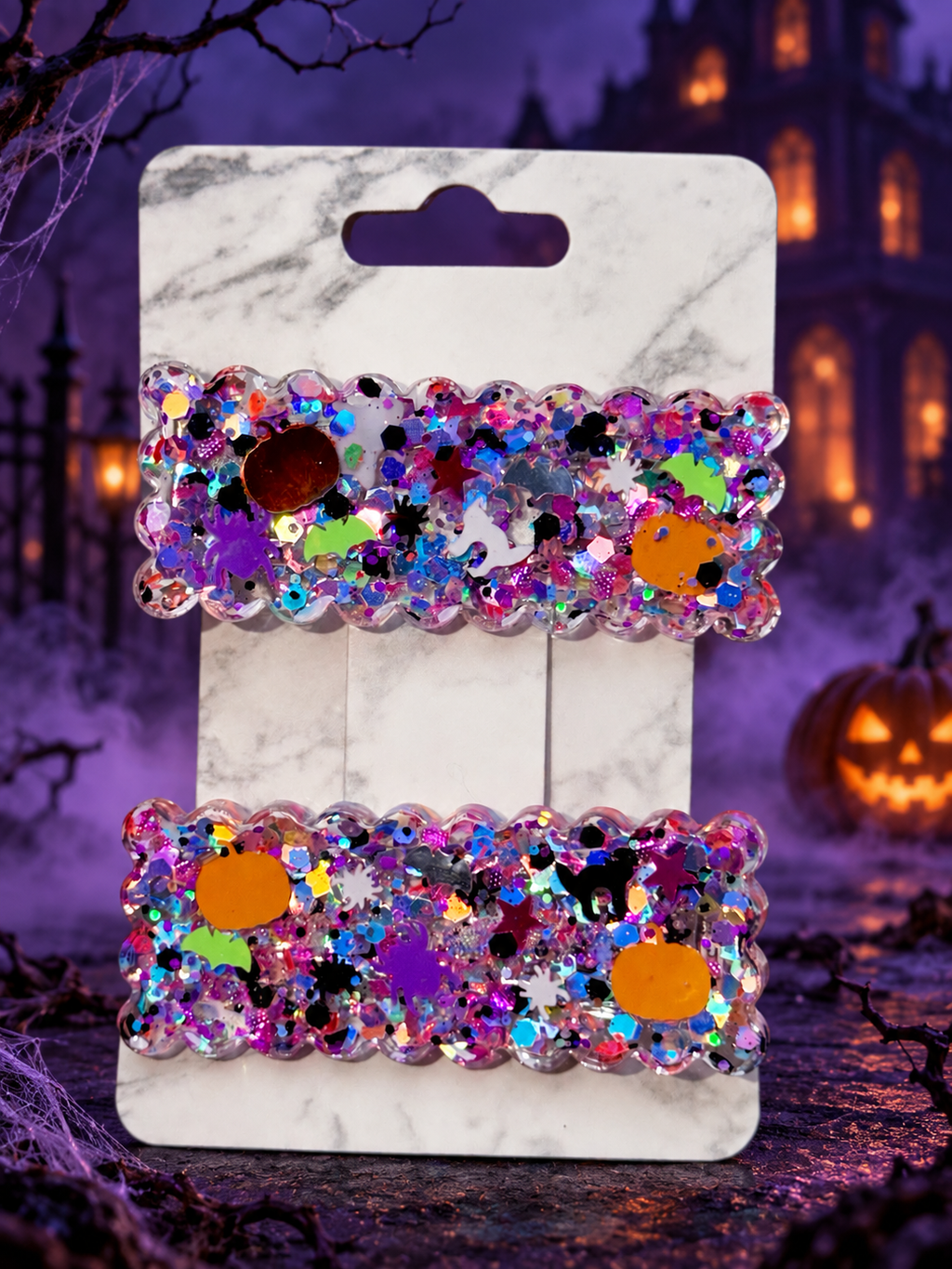 Halloween Confetti Hair Clips