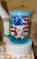 Patriotic Skull Glass Mug with Handle