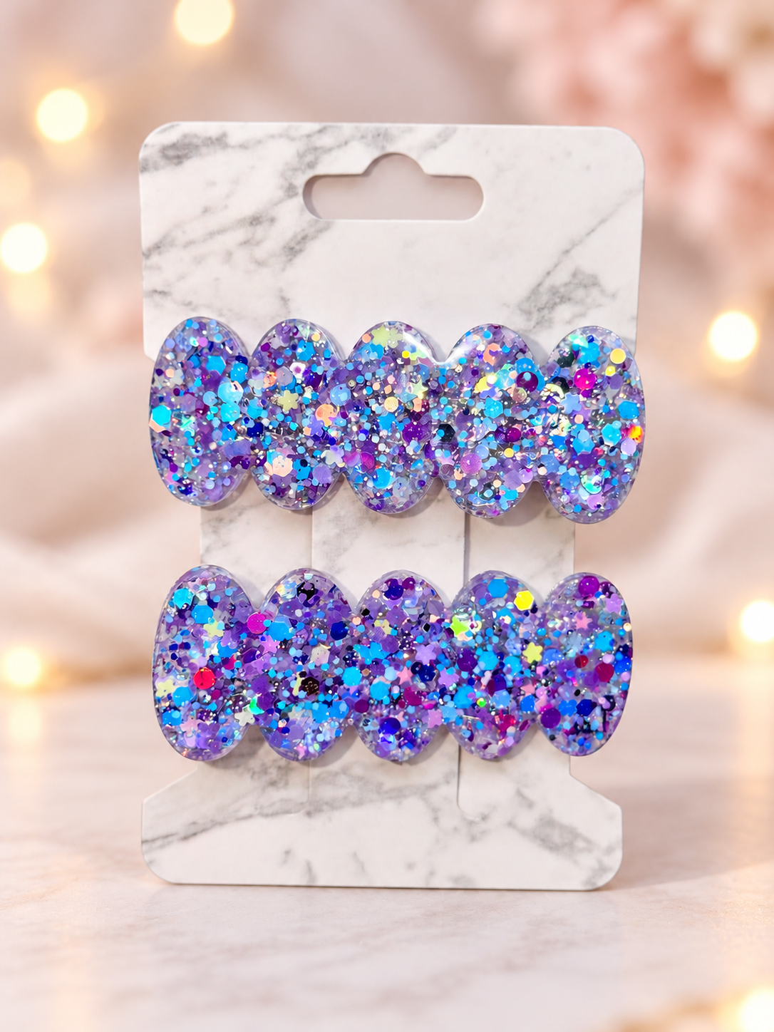 Purple Glitter Hair Clips