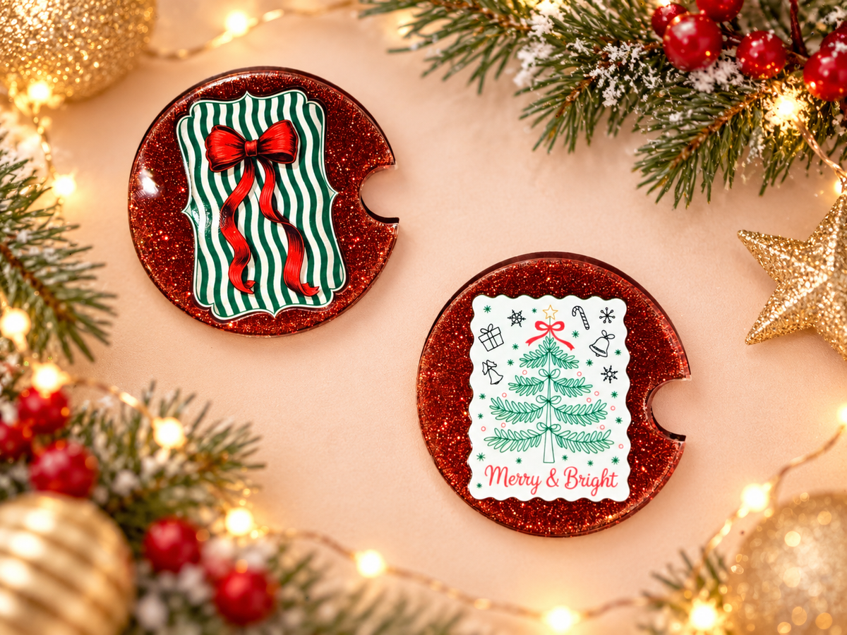 Merry and Bright Car Coasters