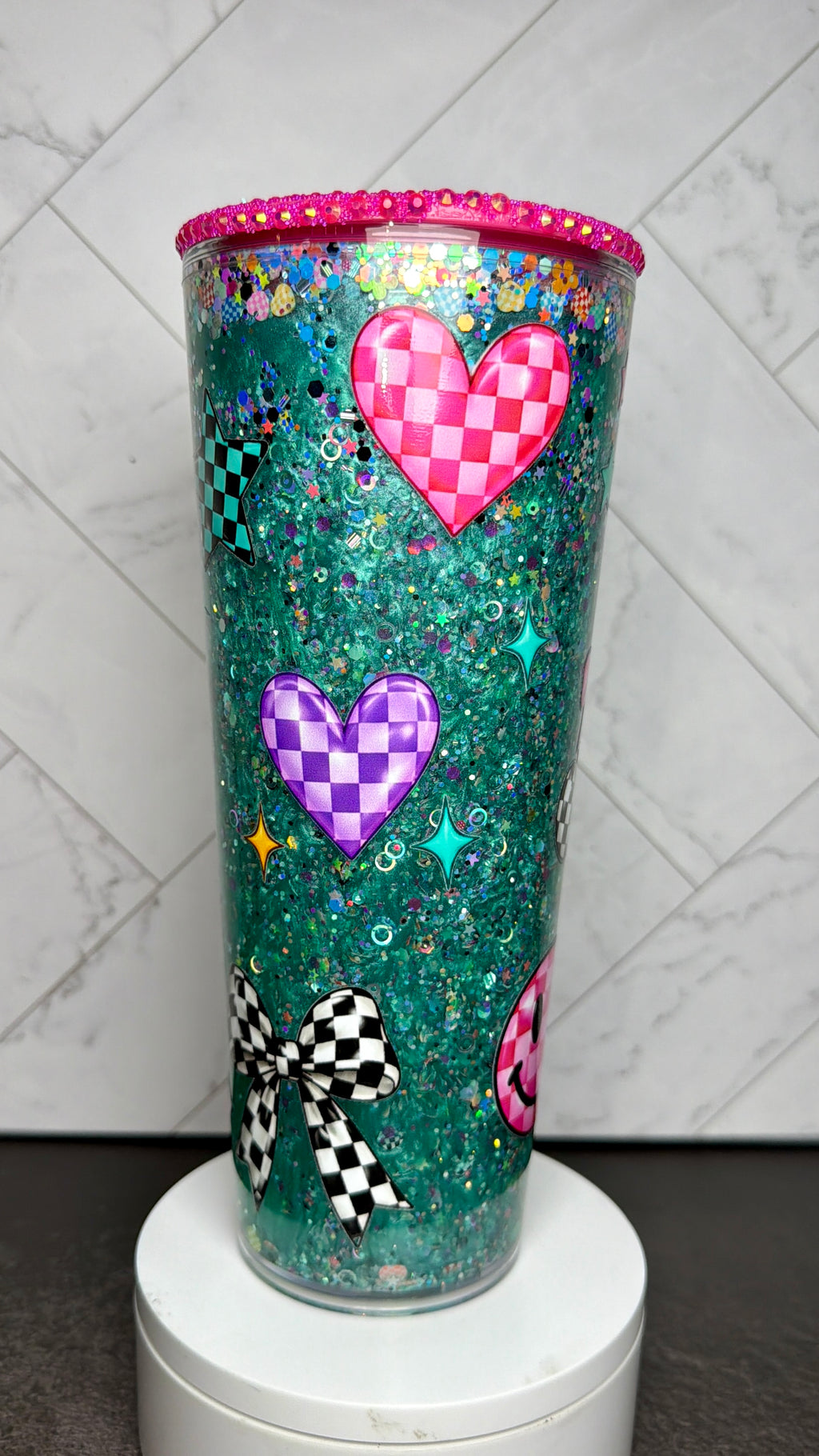 Teal Disco Waterfall Snowglobe Cup
