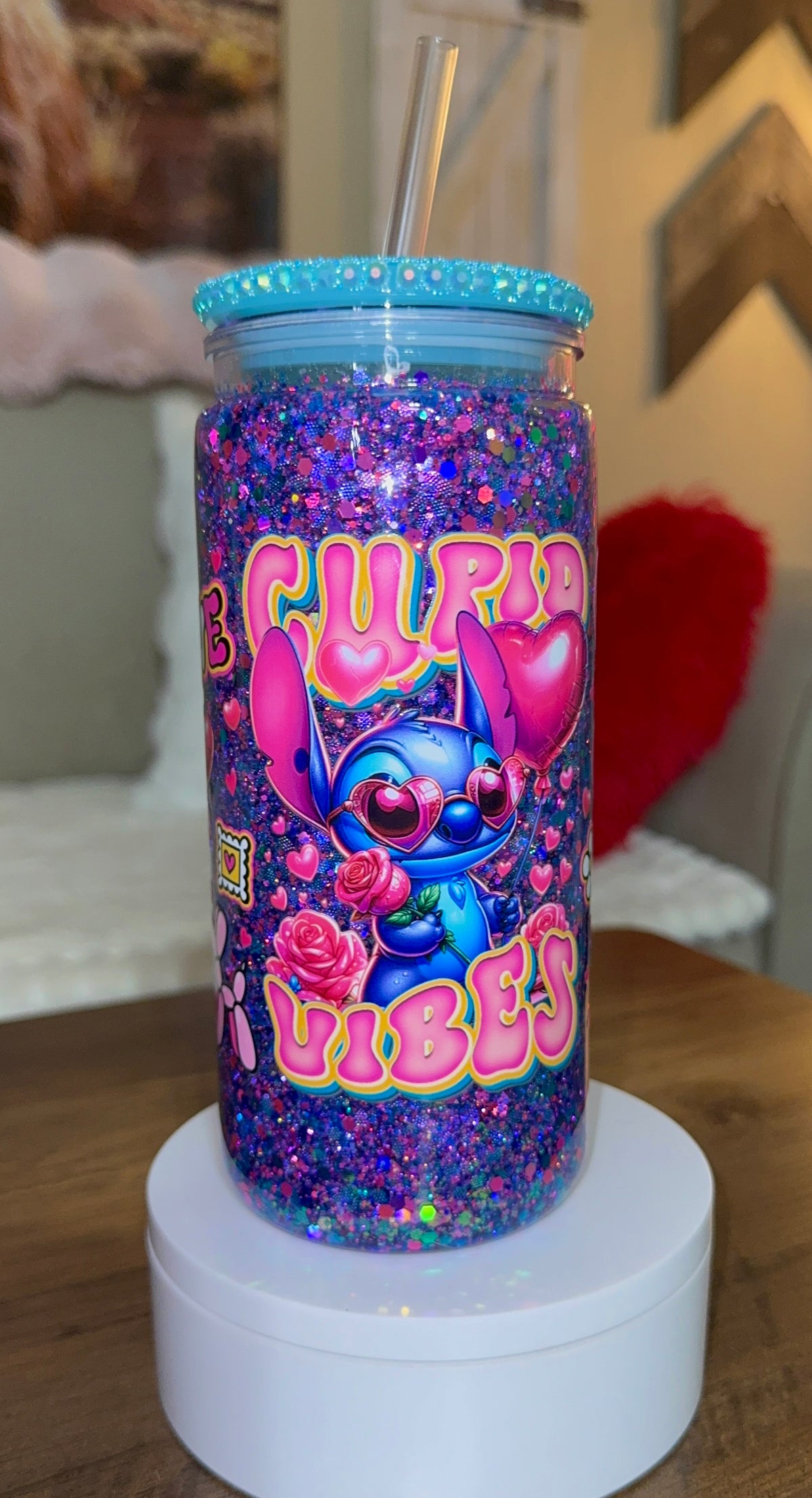 Cupid Snowglobe tumbler