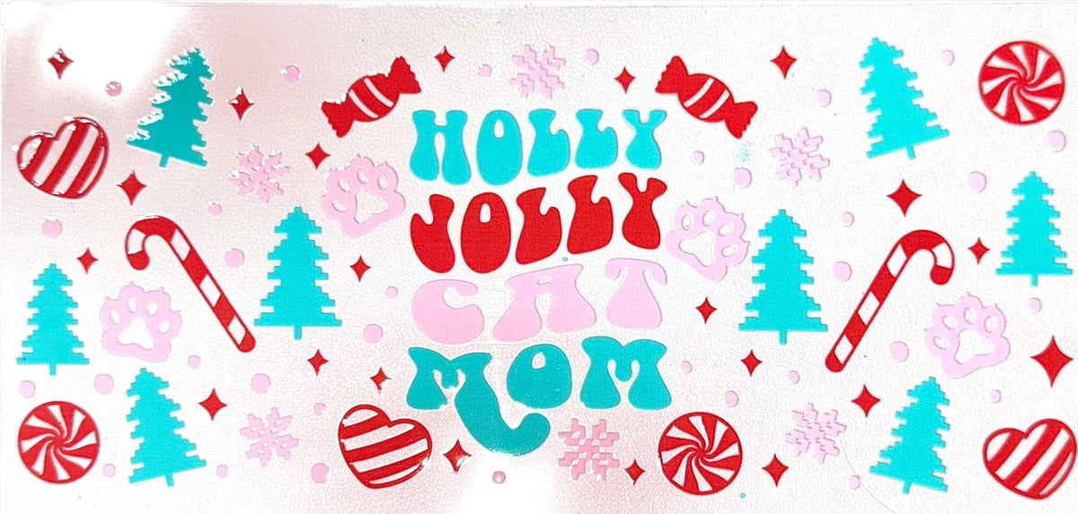 Holly Jolly Cat Mom UVDTF Cup Wrap