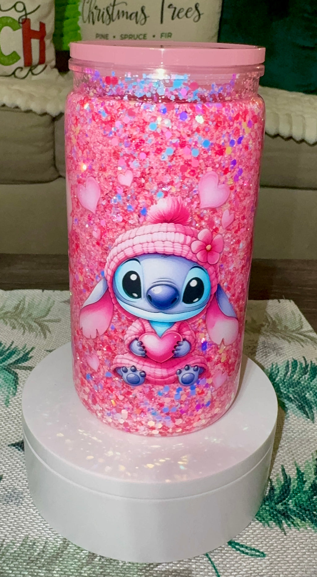 Pink Character Snowglobe cup