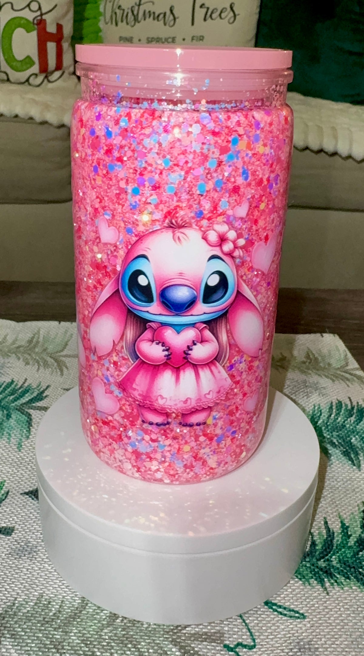 Pink Character Snowglobe cup