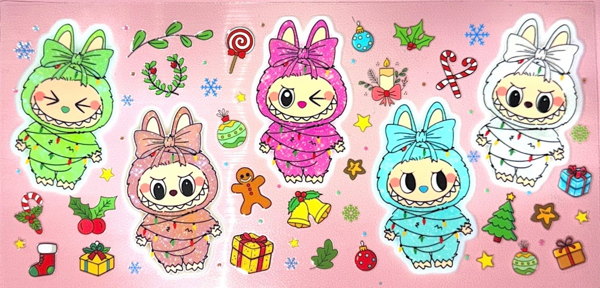 Colorful Holiday Friends UVDTF Cup Wrap