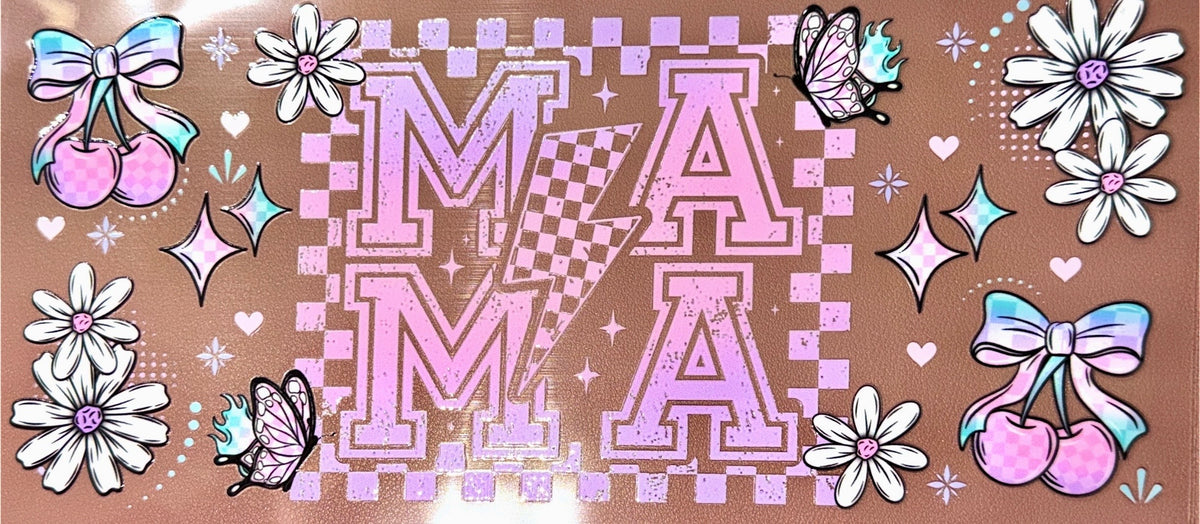 Pink and Purple Checkered Mama UVDTF Cup Wrap