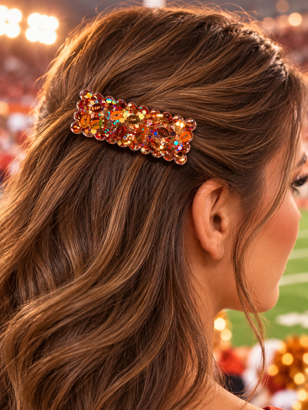 Football Glitter Hair Clips