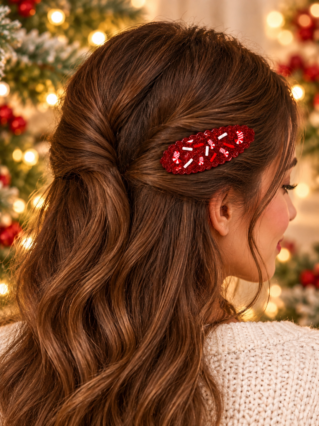 Peppermint Candy Cane Hair Clips