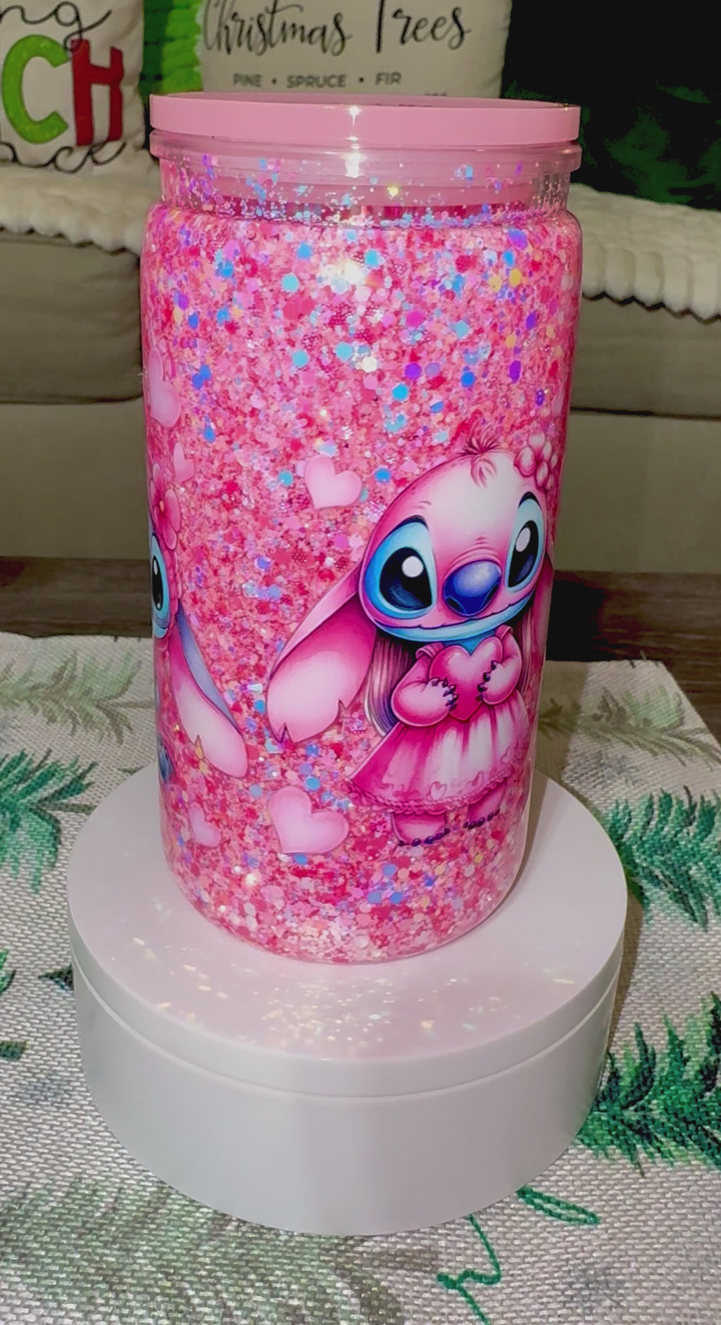 Pink Character Snowglobe cup